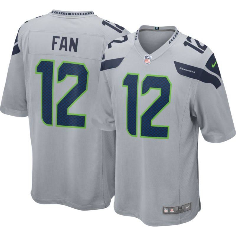 Men Seattle Seahawks #12 Fan Nike Grey Game Team NFL Jersey